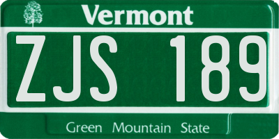 VT license plate ZJS189