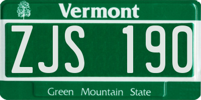 VT license plate ZJS190