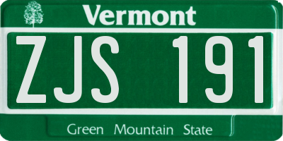 VT license plate ZJS191