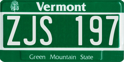 VT license plate ZJS197
