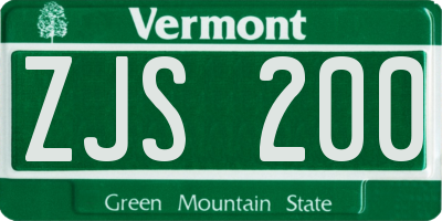 VT license plate ZJS200