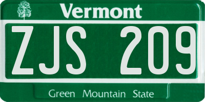 VT license plate ZJS209