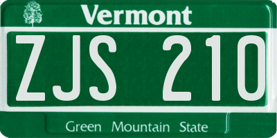 VT license plate ZJS210