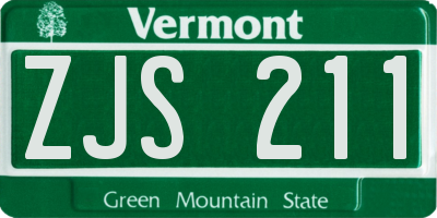 VT license plate ZJS211