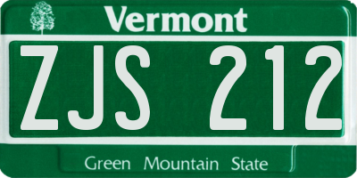 VT license plate ZJS212