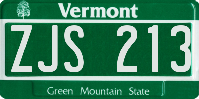 VT license plate ZJS213