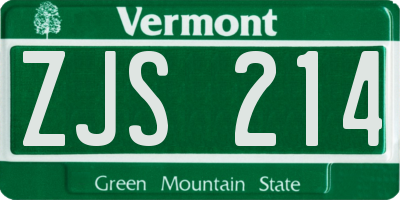 VT license plate ZJS214