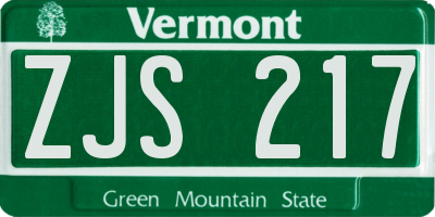 VT license plate ZJS217