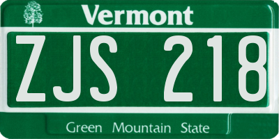 VT license plate ZJS218