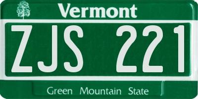 VT license plate ZJS221