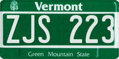 VT license plate ZJS223