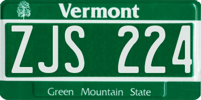 VT license plate ZJS224