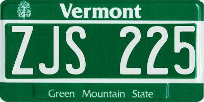 VT license plate ZJS225