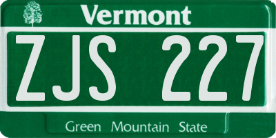 VT license plate ZJS227