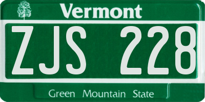 VT license plate ZJS228