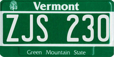 VT license plate ZJS230