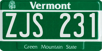 VT license plate ZJS231