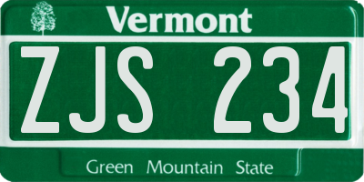 VT license plate ZJS234