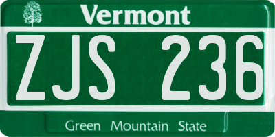 VT license plate ZJS236