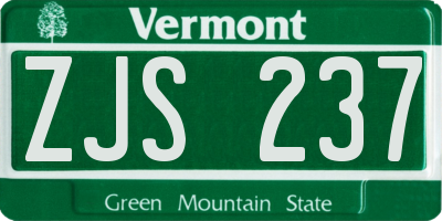 VT license plate ZJS237