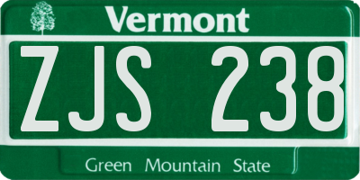 VT license plate ZJS238