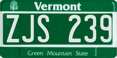 VT license plate ZJS239