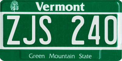 VT license plate ZJS240