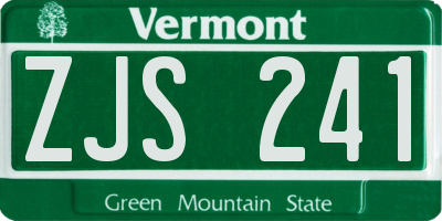 VT license plate ZJS241