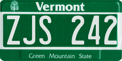 VT license plate ZJS242