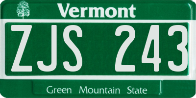 VT license plate ZJS243