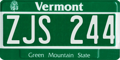 VT license plate ZJS244