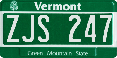 VT license plate ZJS247