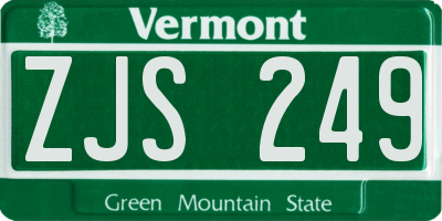 VT license plate ZJS249