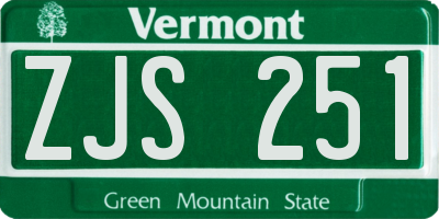 VT license plate ZJS251