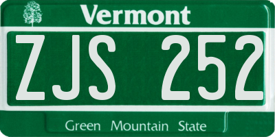 VT license plate ZJS252