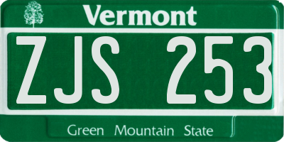 VT license plate ZJS253
