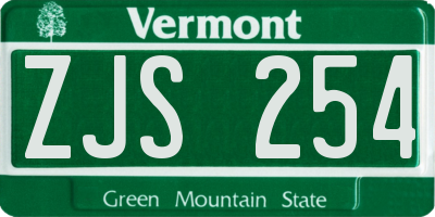 VT license plate ZJS254