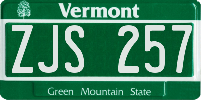 VT license plate ZJS257