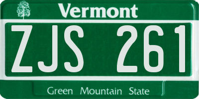 VT license plate ZJS261