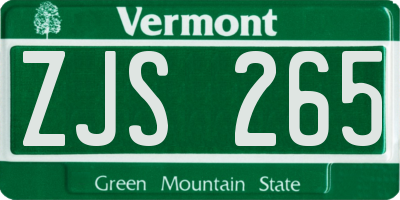 VT license plate ZJS265
