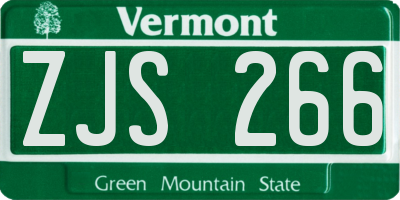 VT license plate ZJS266