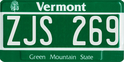 VT license plate ZJS269