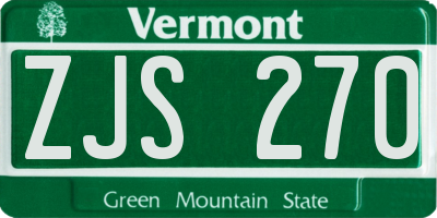 VT license plate ZJS270