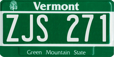VT license plate ZJS271