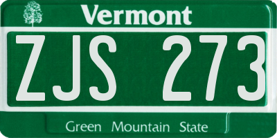 VT license plate ZJS273