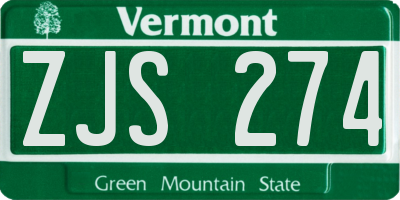 VT license plate ZJS274