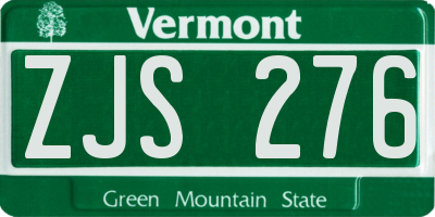 VT license plate ZJS276