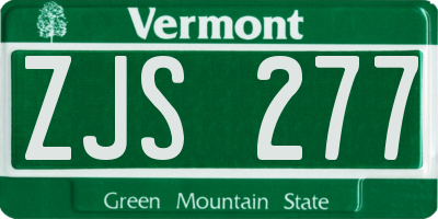 VT license plate ZJS277