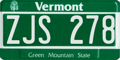 VT license plate ZJS278