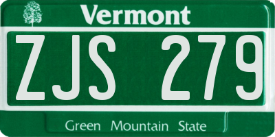 VT license plate ZJS279